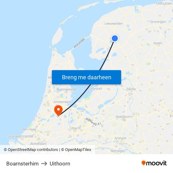 Boarnsterhim to Uithoorn map