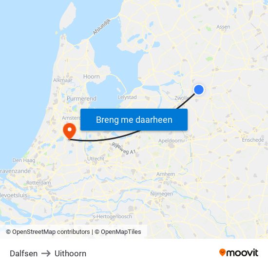 Dalfsen to Uithoorn map