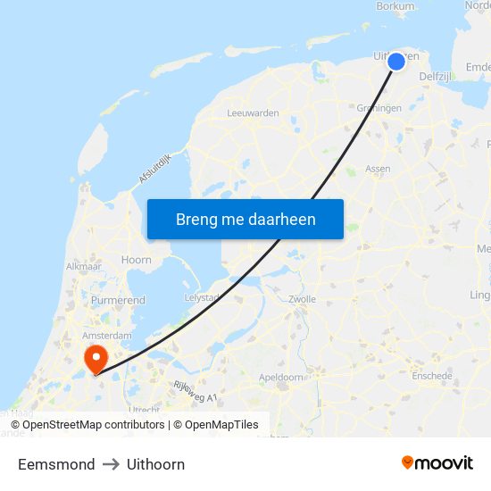 Eemsmond to Uithoorn map