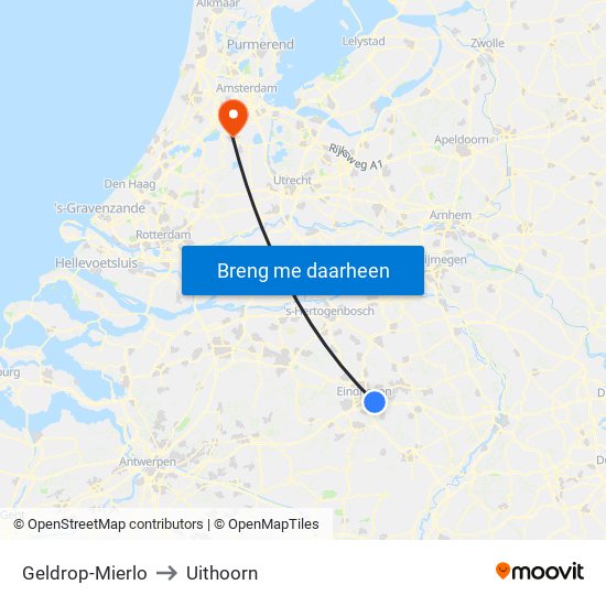Geldrop-Mierlo to Uithoorn map