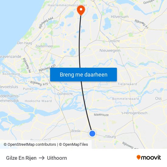 Gilze En Rijen to Uithoorn map