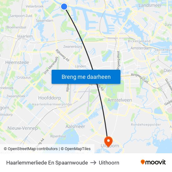 Haarlemmerliede En Spaarnwoude to Uithoorn map