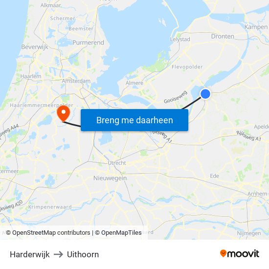 Harderwijk to Uithoorn map