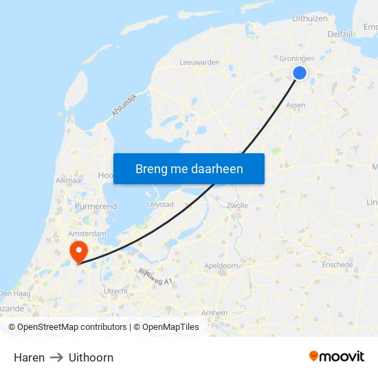 Haren to Uithoorn map