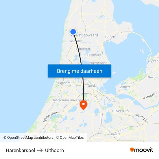 Harenkarspel to Uithoorn map