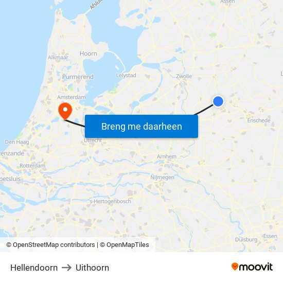 Hellendoorn to Uithoorn map