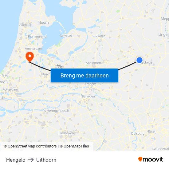 Hengelo to Uithoorn map