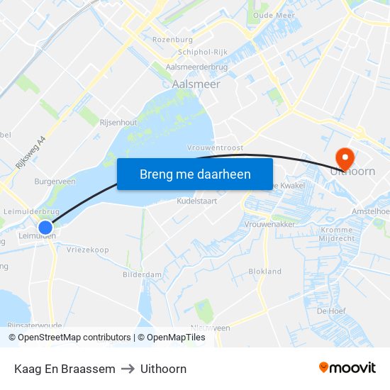 Kaag En Braassem to Uithoorn map