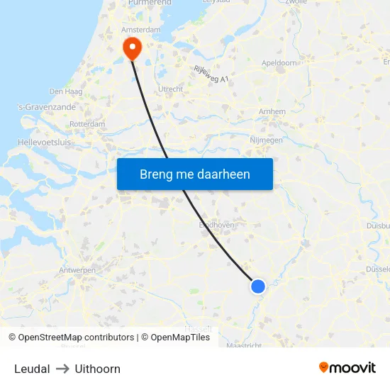 Leudal to Uithoorn map