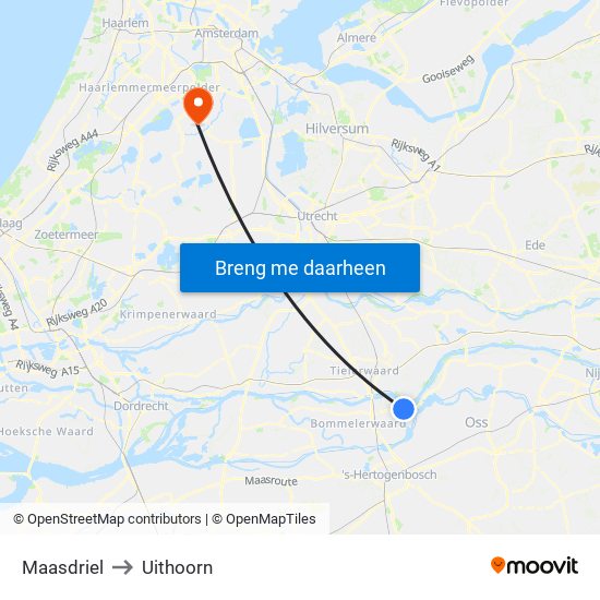 Maasdriel to Uithoorn map