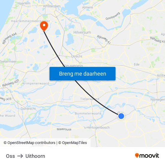 Oss to Uithoorn map