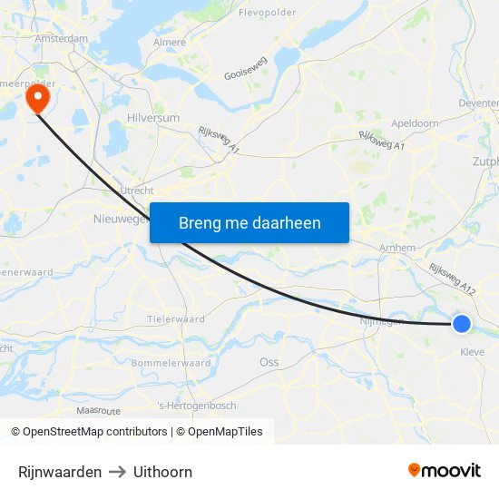 Rijnwaarden to Uithoorn map