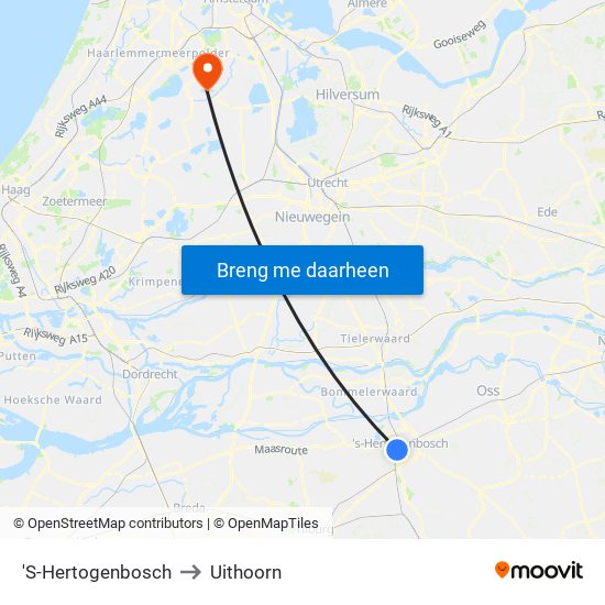 'S-Hertogenbosch to Uithoorn map