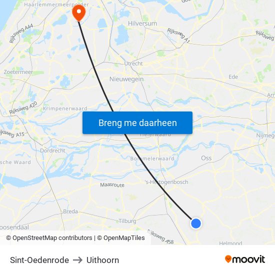 Sint-Oedenrode to Uithoorn map