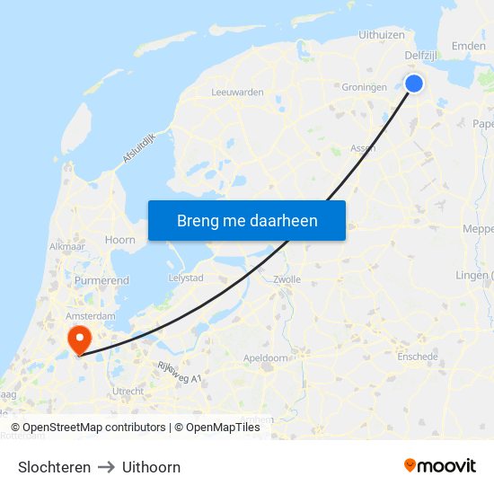 Slochteren to Uithoorn map