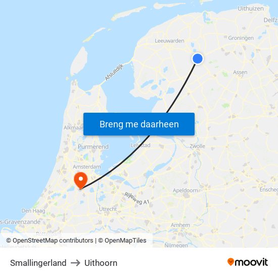 Smallingerland to Uithoorn map