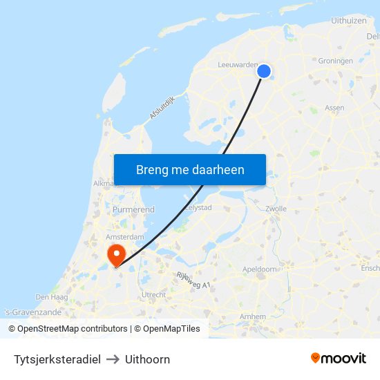 Tytsjerksteradiel to Uithoorn map