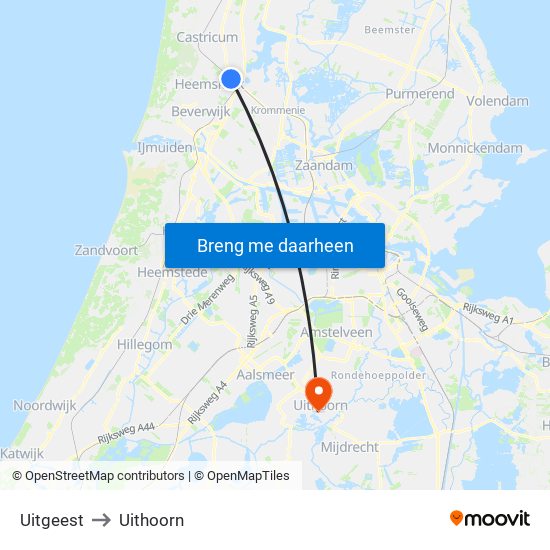 Uitgeest to Uithoorn map