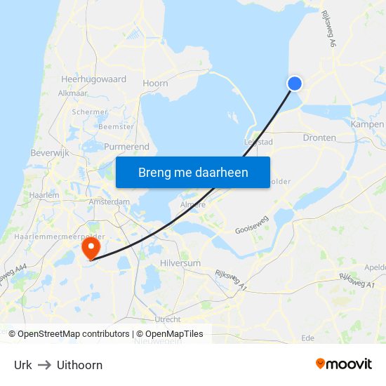 Urk to Uithoorn map