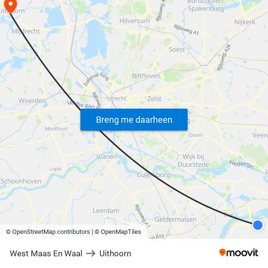 West Maas En Waal to Uithoorn map