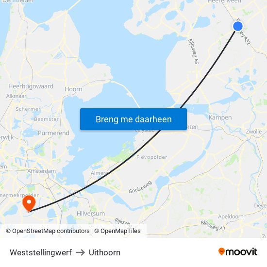 Weststellingwerf to Uithoorn map