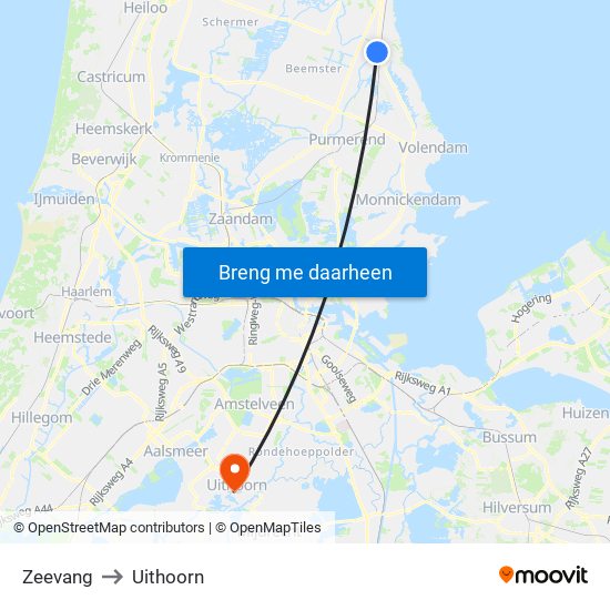 Zeevang to Uithoorn map