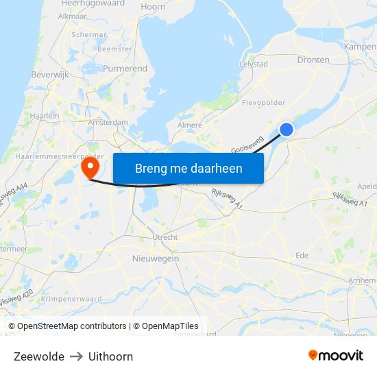 Zeewolde to Uithoorn map