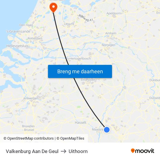 Valkenburg Aan De Geul to Uithoorn map