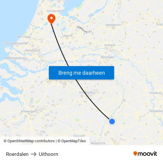 Roerdalen to Uithoorn map