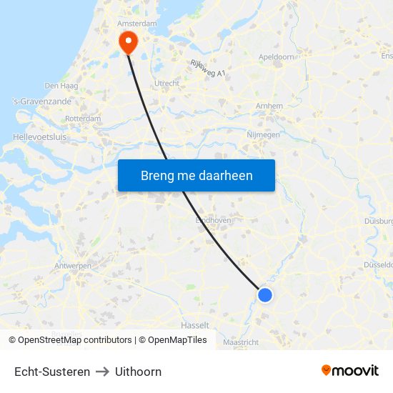 Echt-Susteren to Uithoorn map