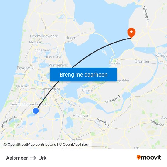 Aalsmeer to Urk map