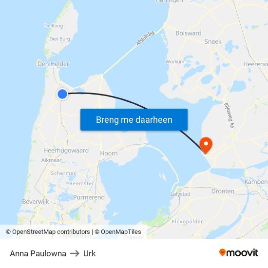 Anna Paulowna to Urk map