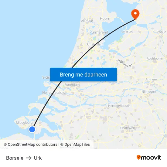 Borsele to Urk map