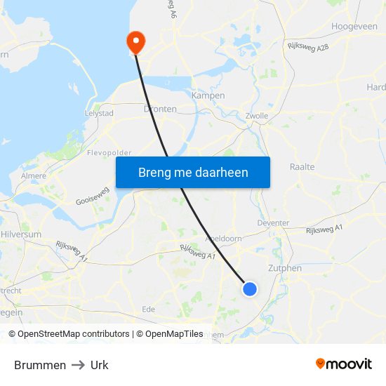 Brummen to Urk map