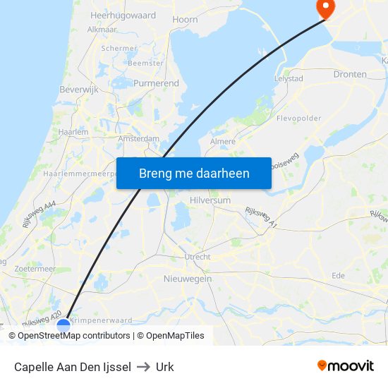 Capelle Aan Den Ijssel to Urk map