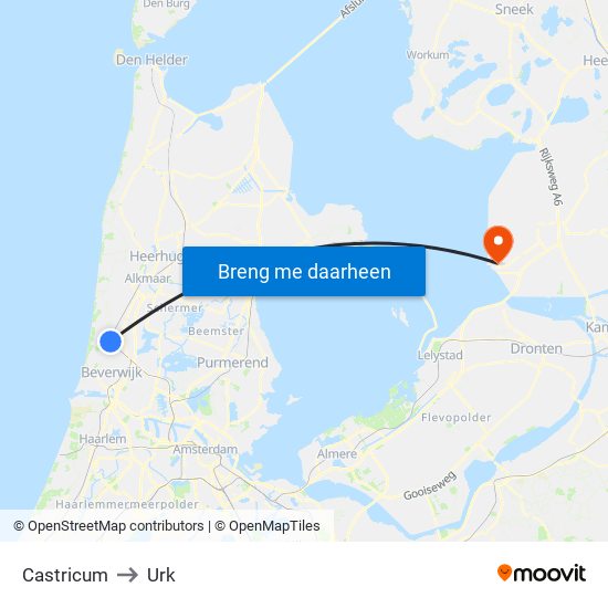 Castricum to Urk map