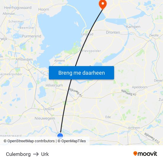 Culemborg to Urk map