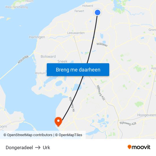 Dongeradeel to Urk map