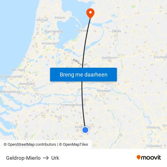 Geldrop-Mierlo to Urk map