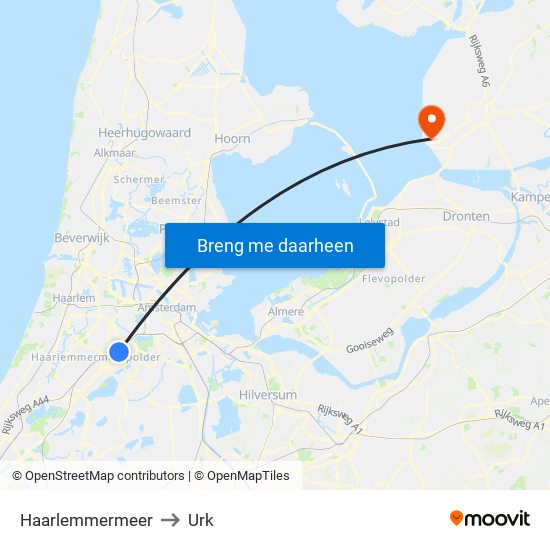 Haarlemmermeer to Urk map