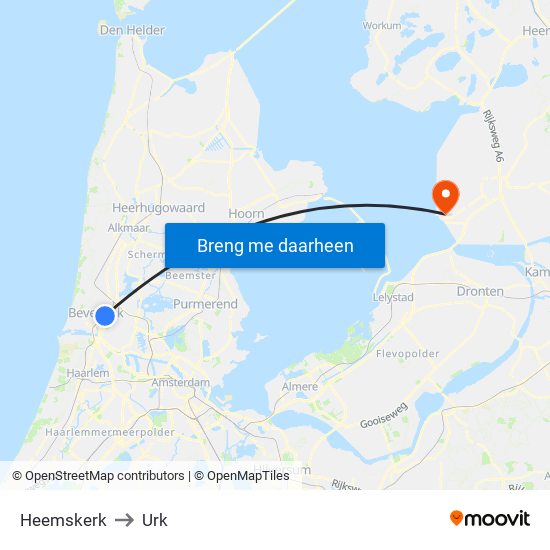 Heemskerk to Urk map