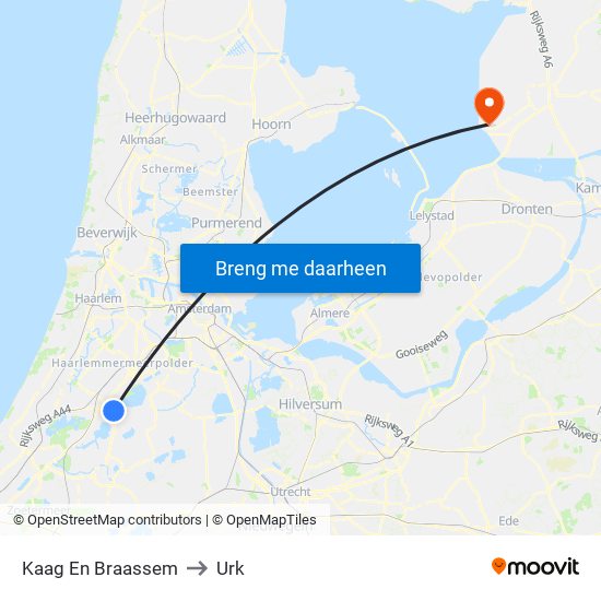 Kaag En Braassem to Urk map