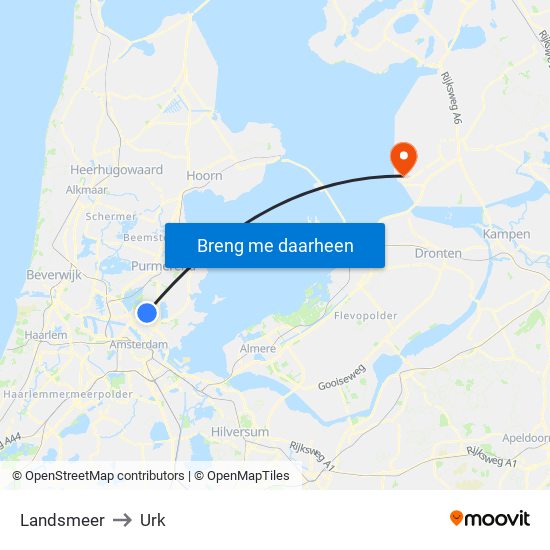 Landsmeer to Urk map