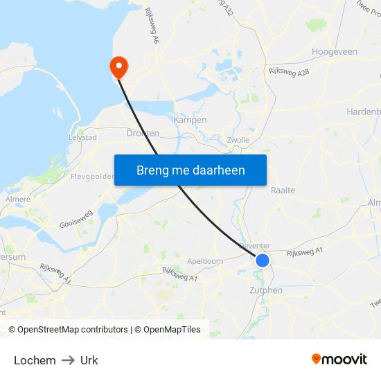 Lochem to Urk map