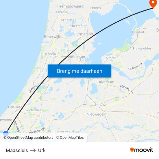 Maassluis to Urk map