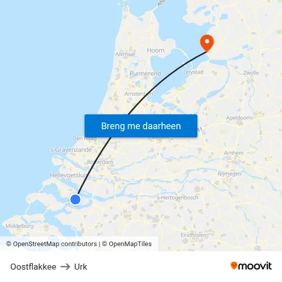 Oostflakkee to Urk map