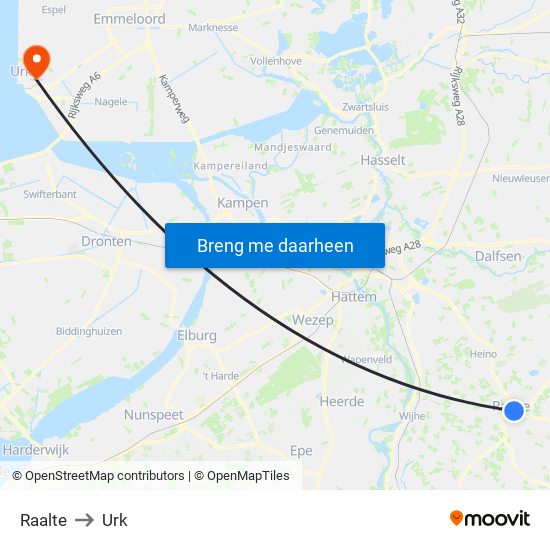 Raalte to Urk map