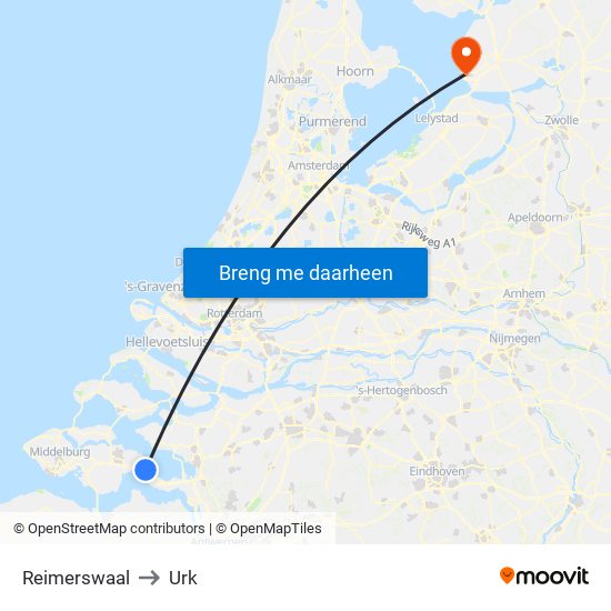 Reimerswaal to Urk map