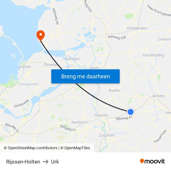 Rijssen-Holten to Urk map