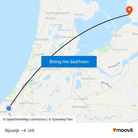 Rijswijk to Urk map